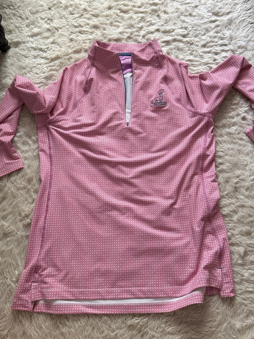 Peter Millar Pink Micro-Pattern Quarter-Zip Pullover ($OBO)